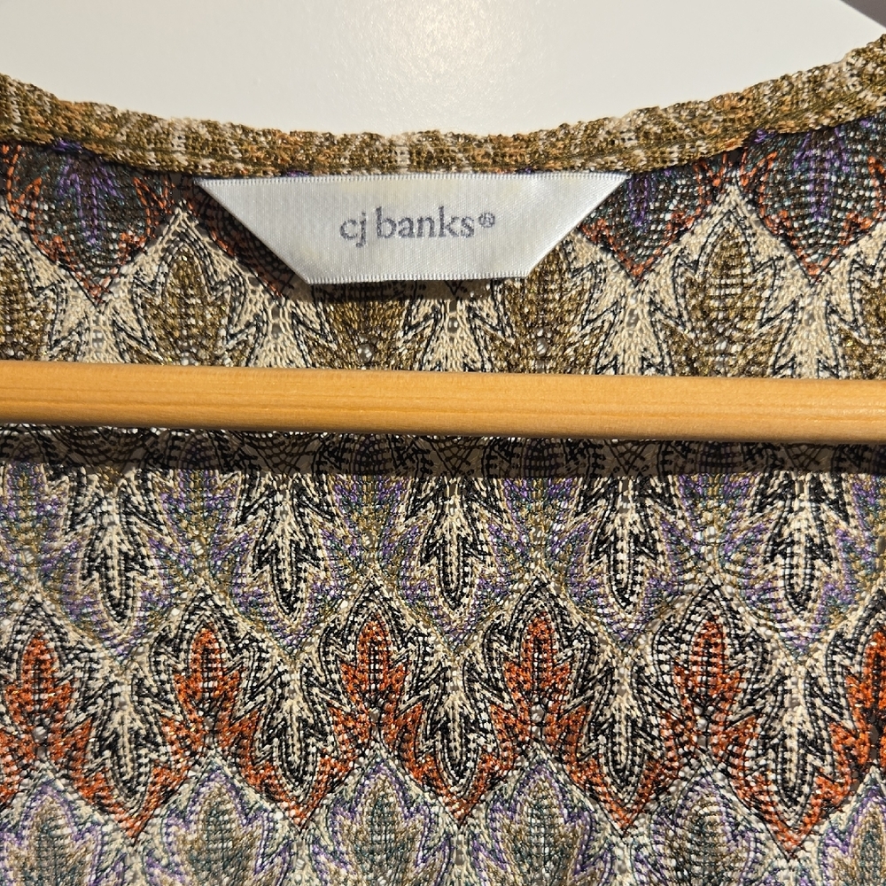 CJ Banks Multicolor Chevron Knit Top